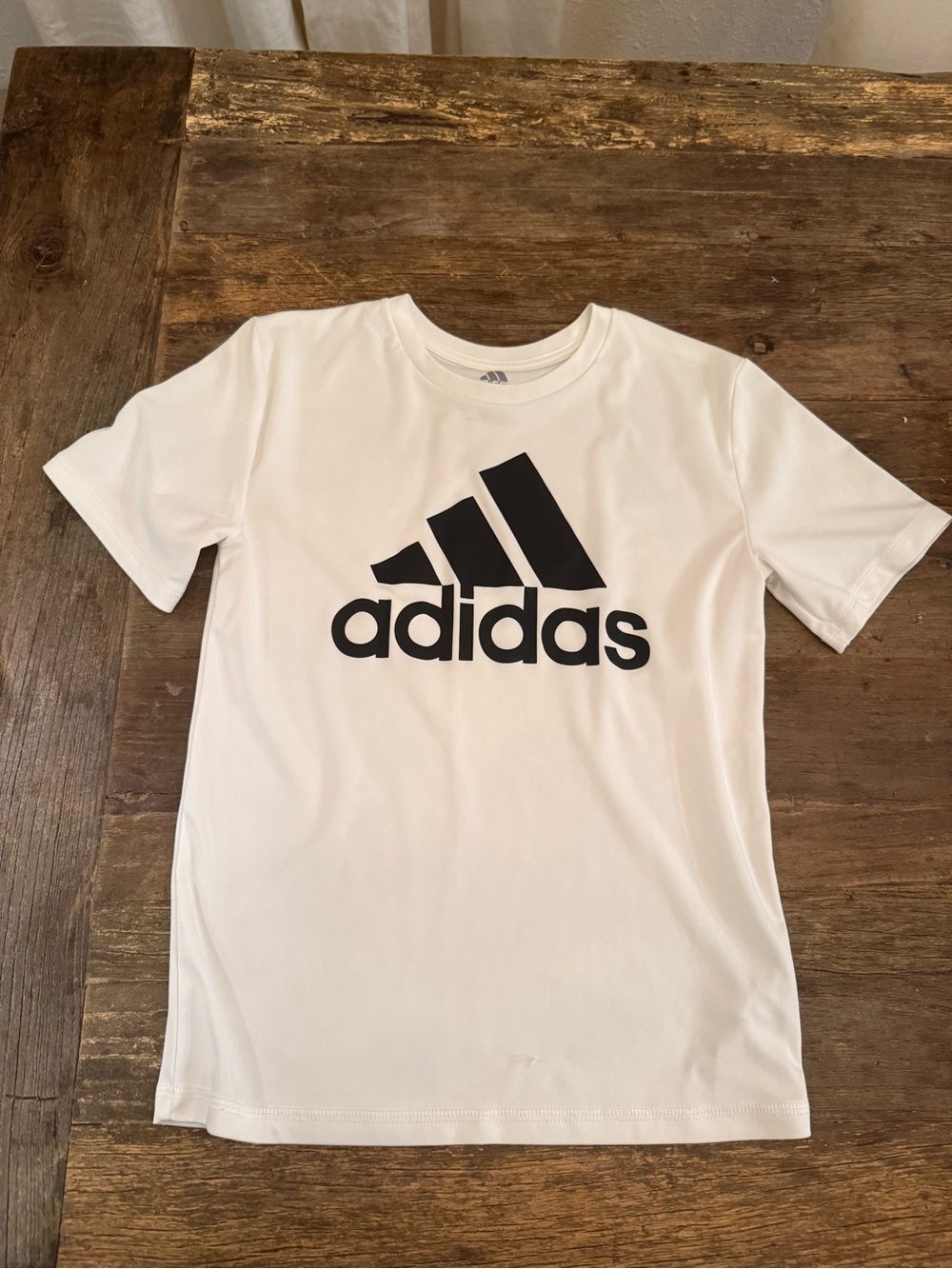 adidas White Tee with Black Logo - Long Sleeve Style